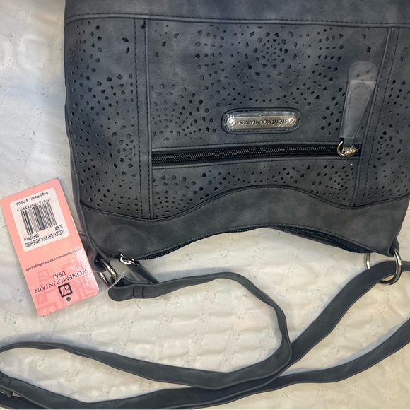 Stonemoutain Charcoal Grey Nubuck Faux Leather Irene Hobo Handbag NWT. - Picture 13 of 13